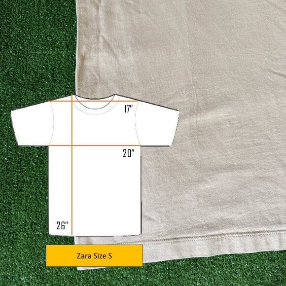 Zara Classic Fit Solid Beige Short Sleeve Crewneck Essential Tee T-Shirt Size S - Picture 2 of 13